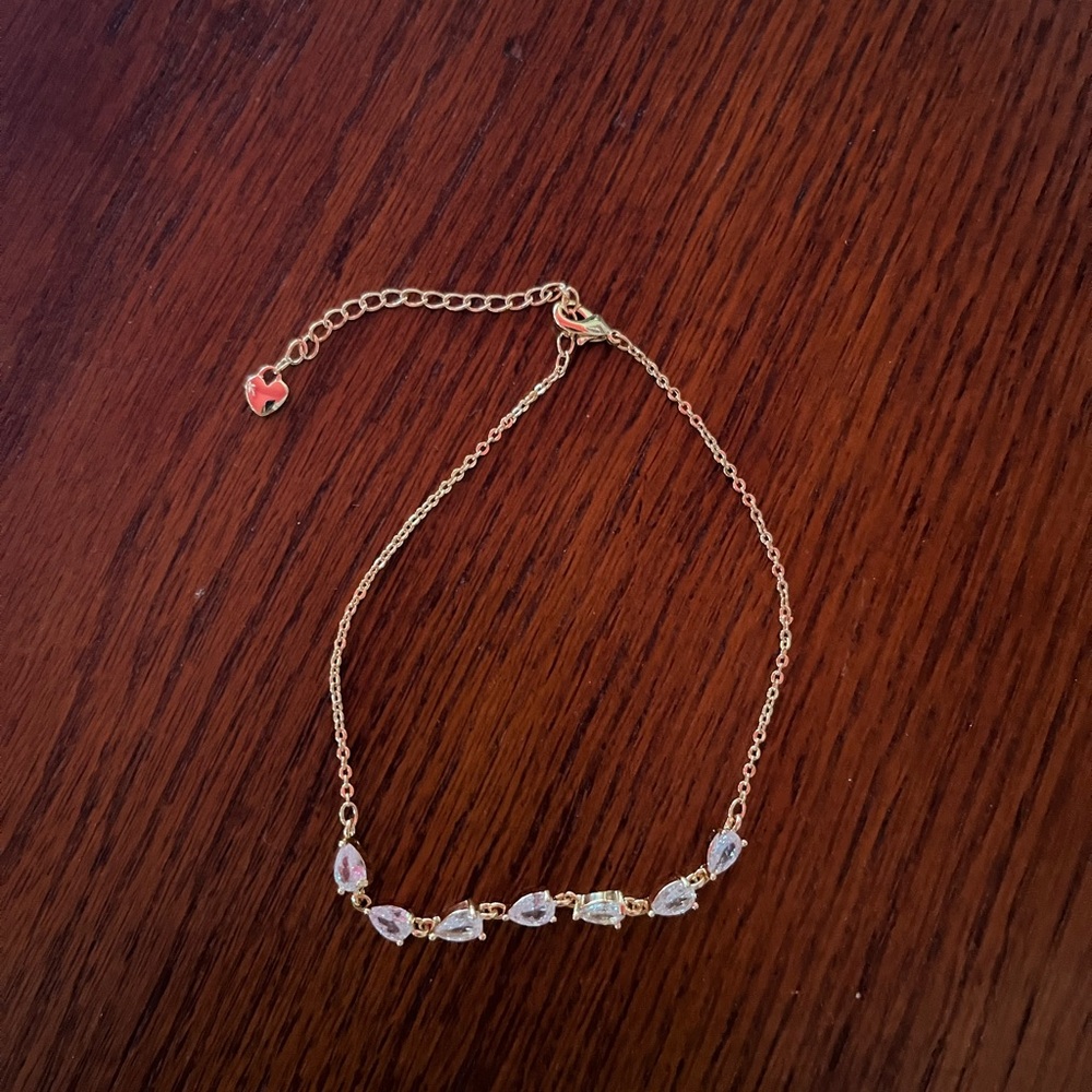24k gold plated anklet with clear stones